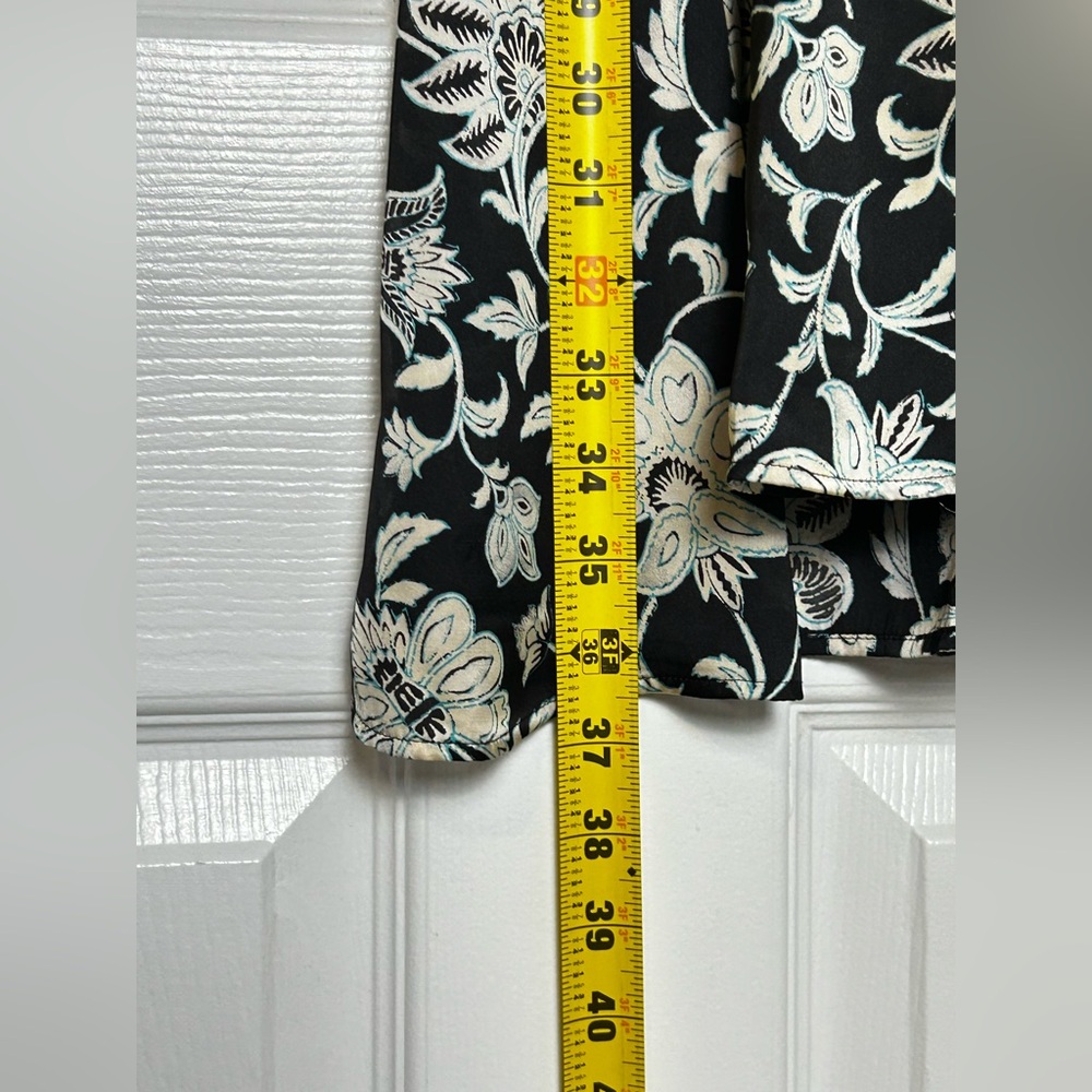 ZARA Floral Satin Effect Long Sleeve Shirt Dress Black White Size XL Fall Style - Picture 6 of 16